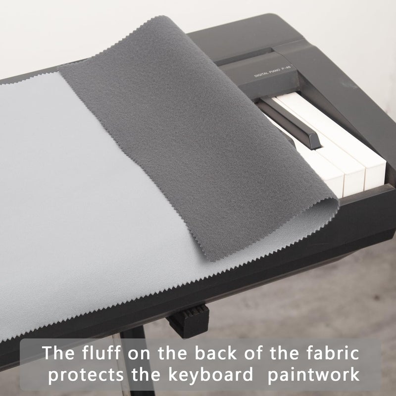 mooson Keyboard Piano Cover, Digital Piano Dust Cover, Light Luxury Soft and Premium Surface, Thickening Electronic Organ Covering Keyboard Update Encasement (Grey) - Image 3